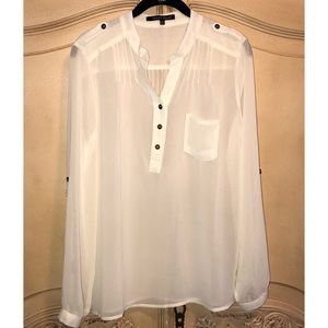 Convertible sleeve sheer blouse